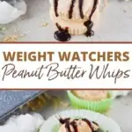 Pin showing the weight watchers peanut butter whips with title across the middle.