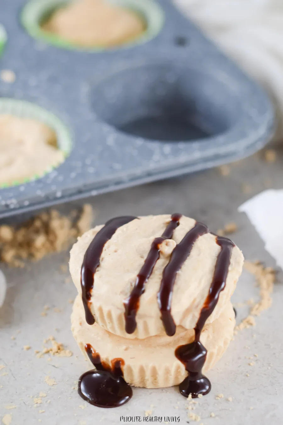 A stack of the finished weight watchers peanut butter whips ready to eat.