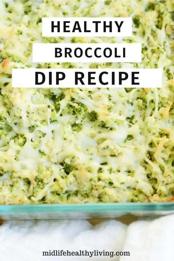 another pin showing the finished broccoli dip recipe