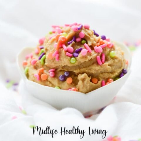 A featured image showing the final healthy cookie dough recipe finished and ready to eat.
