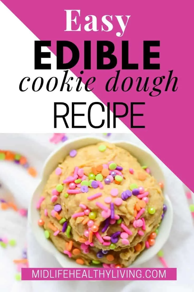 A final pin showing off the title and the gorgeous finished cookie dough recipe. 