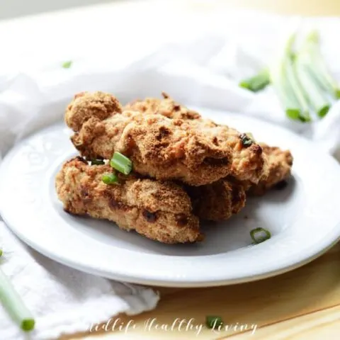 Featured image showing the finished air fryer chicken tenders.