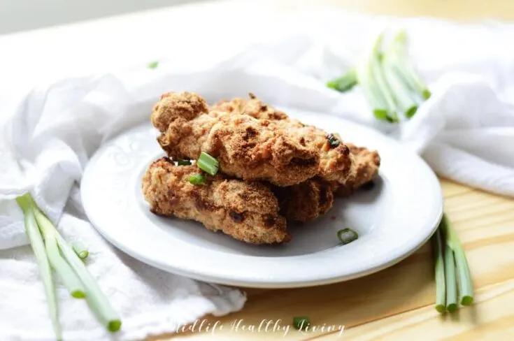 Featured image showing the finished air fryer chicken tenders.