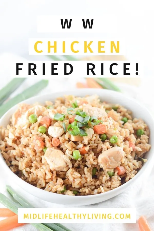 Weight Watchers Chicken Fried Rice Recipe Pin showing the finished recipe. 