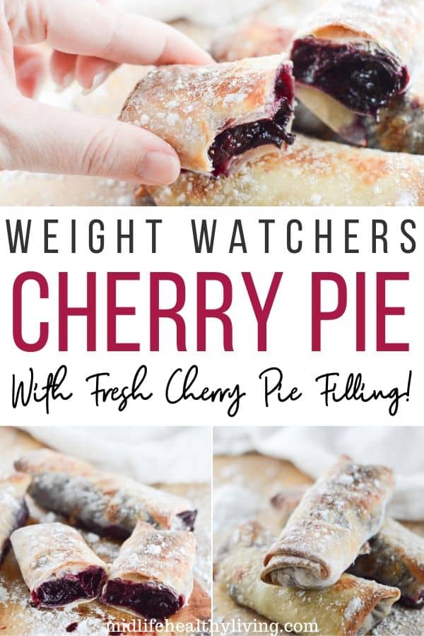 Pin showing the finished cherry pies for Weight Watchers in the Air Fryer