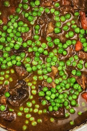 peas added to beef stew