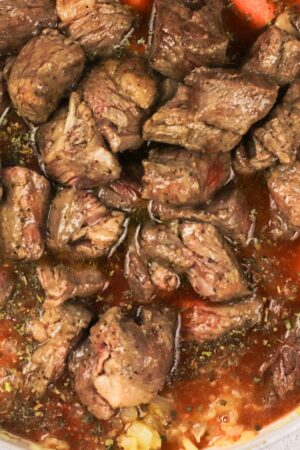 tomatoes added to beef stew