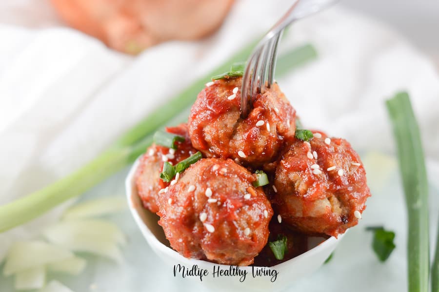 Featured image showing the finished glazed weight watchers meatballs recipe.