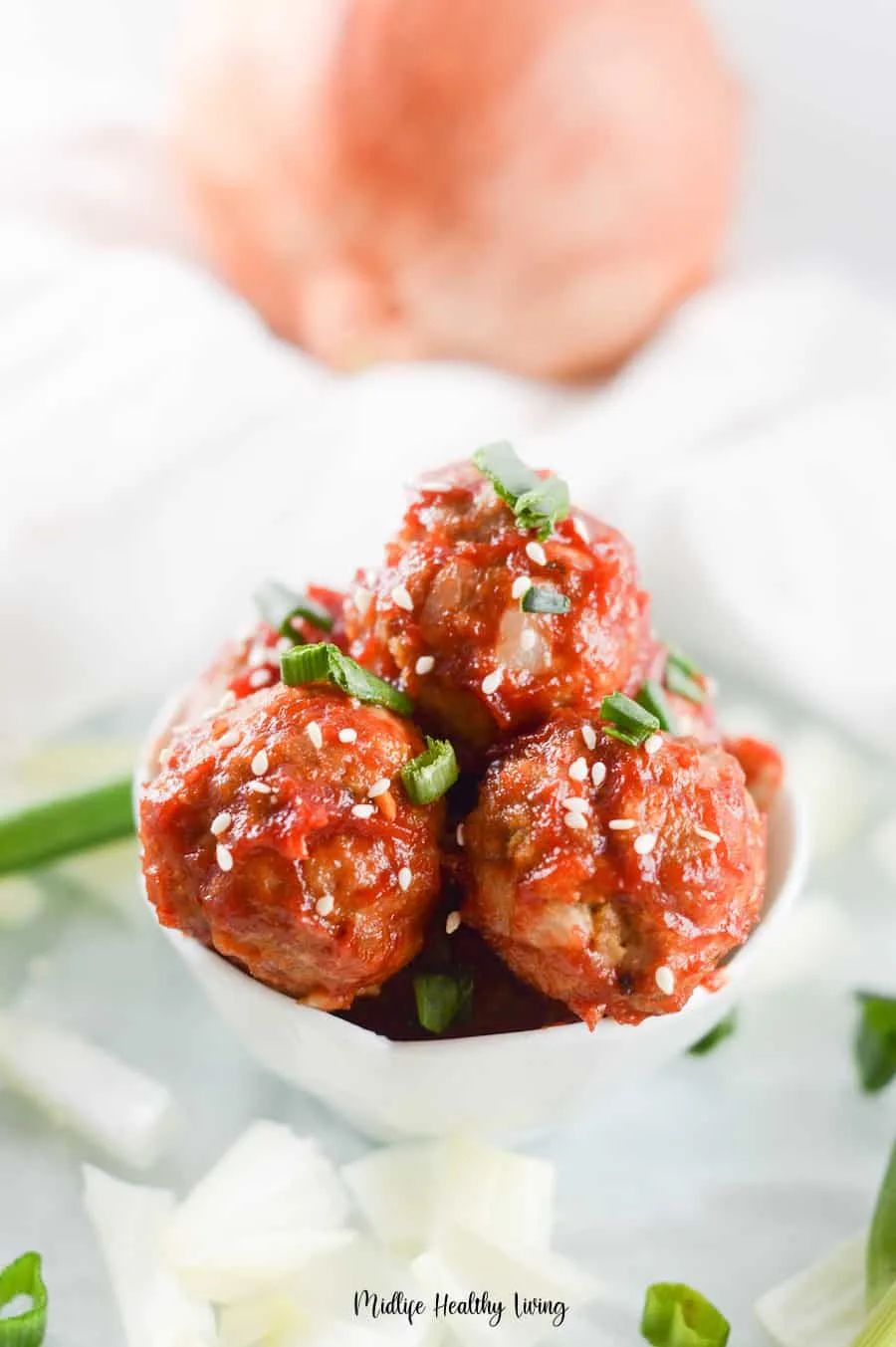A look at the completed recipe for WW meatballs with delicious glaze. 
