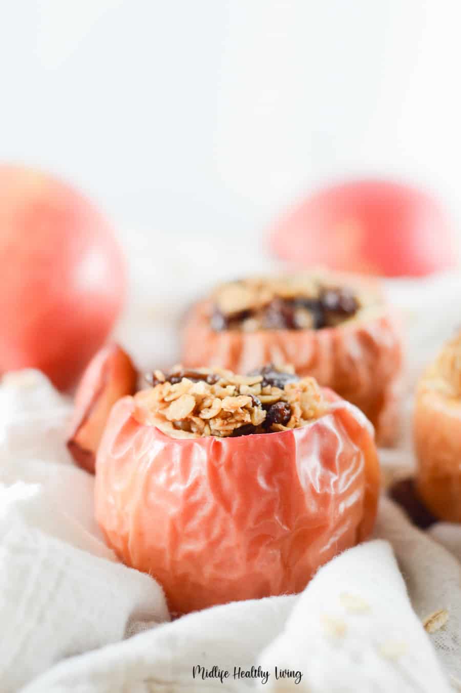 A delicious view of the finished baked apples for Weight Watchers.