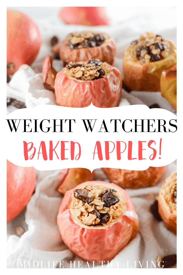 Pin showing the title in the middle and the finished weight watchers baked apples on top and bottom.