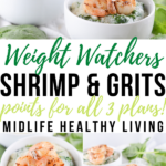 Another pin showing the finished shrimp and grits recipe for Weight Watchers.