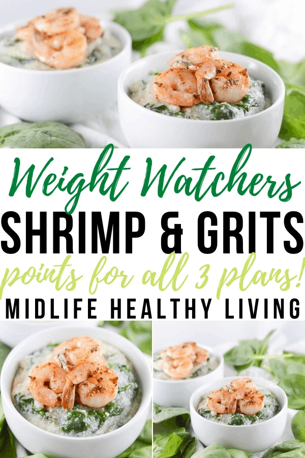 Another pin showing the finished shrimp and grits recipe for Weight Watchers. 