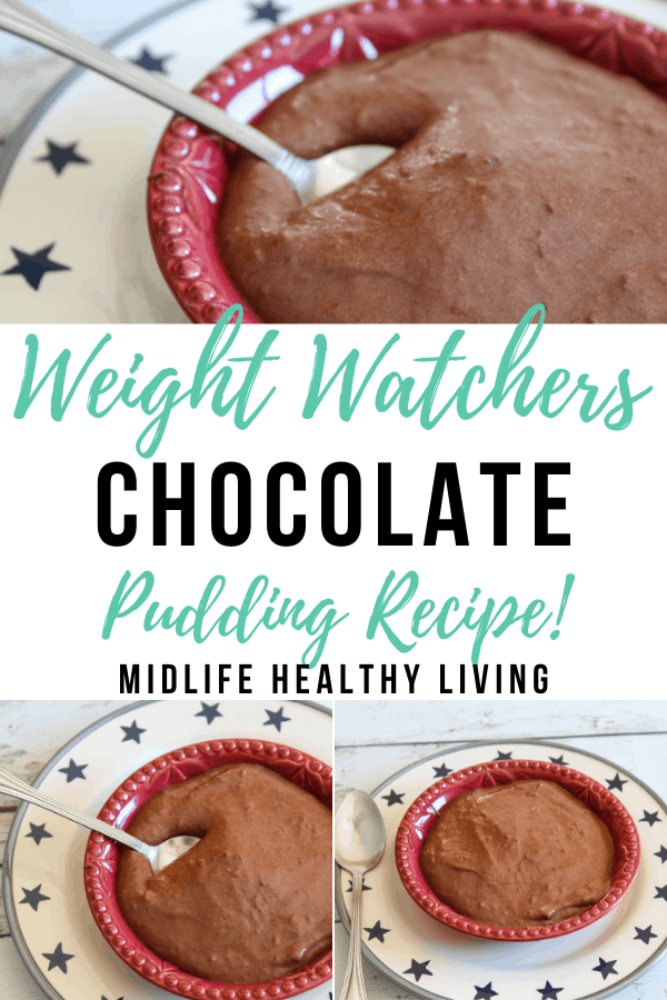 Another pin that shows the photos of the finished WW chocolate pudding in bowls ready to serve.