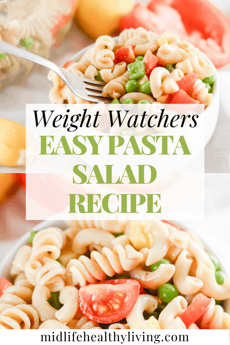 Another pin showing the finished salad on top and bottom and the title in the middle.