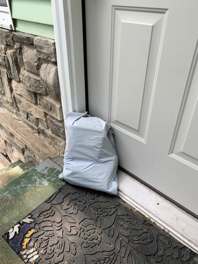 Generic package sitting by front door. 