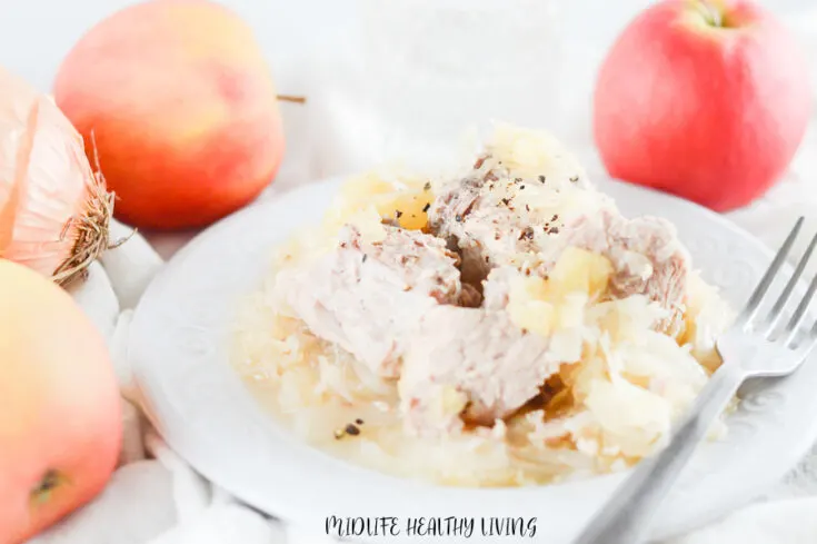 Featured image showing the finished Instant Pot pork and Sauerkraut.