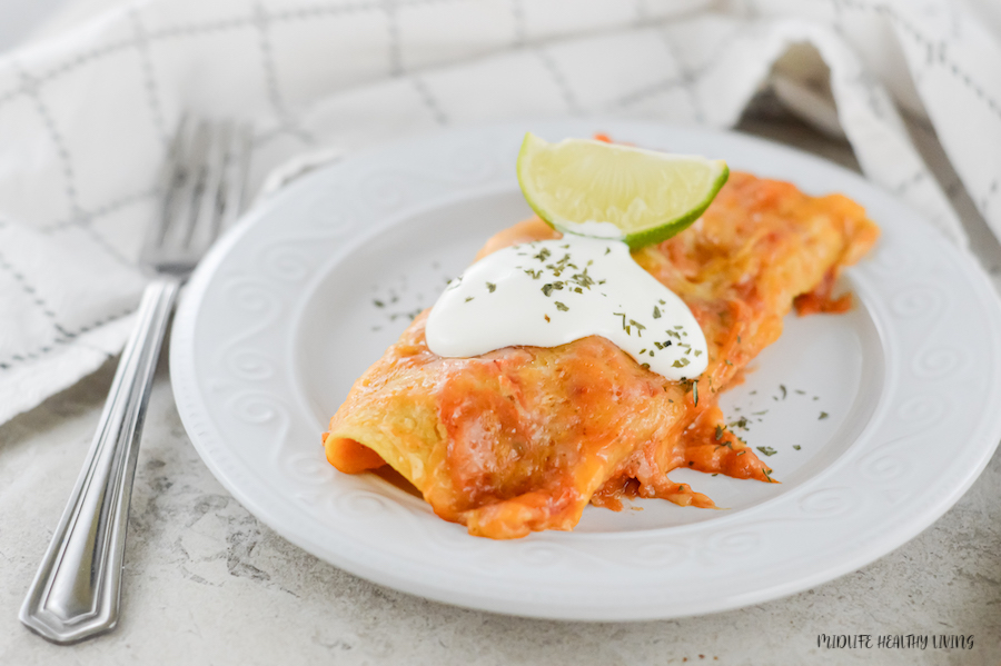 Weight Watchers beef enchiladas ready to be enjoyed. 