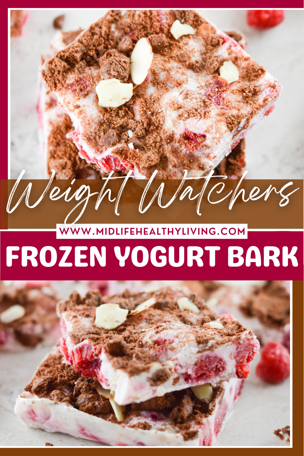 Pin showing the title Weight Watchers Frozen Yogurt Bark
