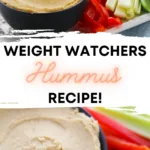 Pin showing the finished weight watchers hummus recipe ready to eat with title across the middle.