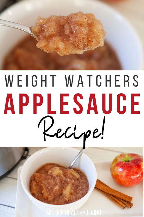 Pin showing the finished weight watchers applesauce recipe with title across the middle.