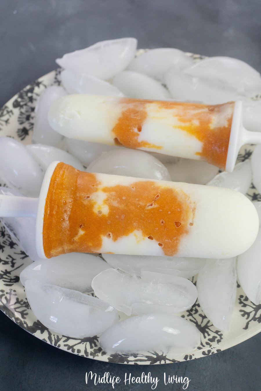 Here we see the finished pumpkin popsicles. 