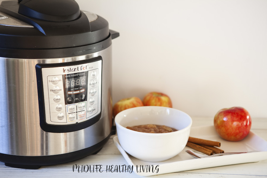 here we see a bowl of the finished recipe alongside the instant pot. 