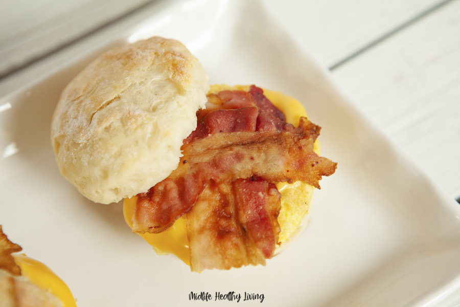 Close up of the finished weight watchers breakfast sandwich ready to be eaten.