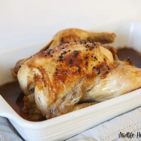 Featured image showing the finished weight watchers roasted chicken recipe ready to cut and serve.