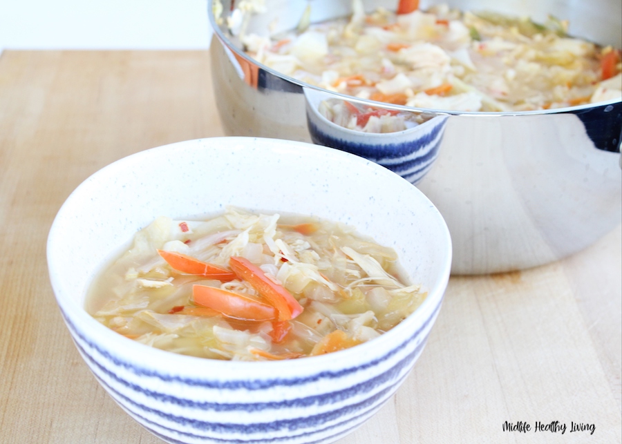 a finished bowl of soup ready to eat. 