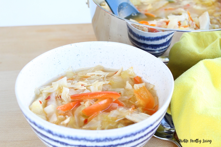 A look into the bowl of finished soup ready to enjoy. 