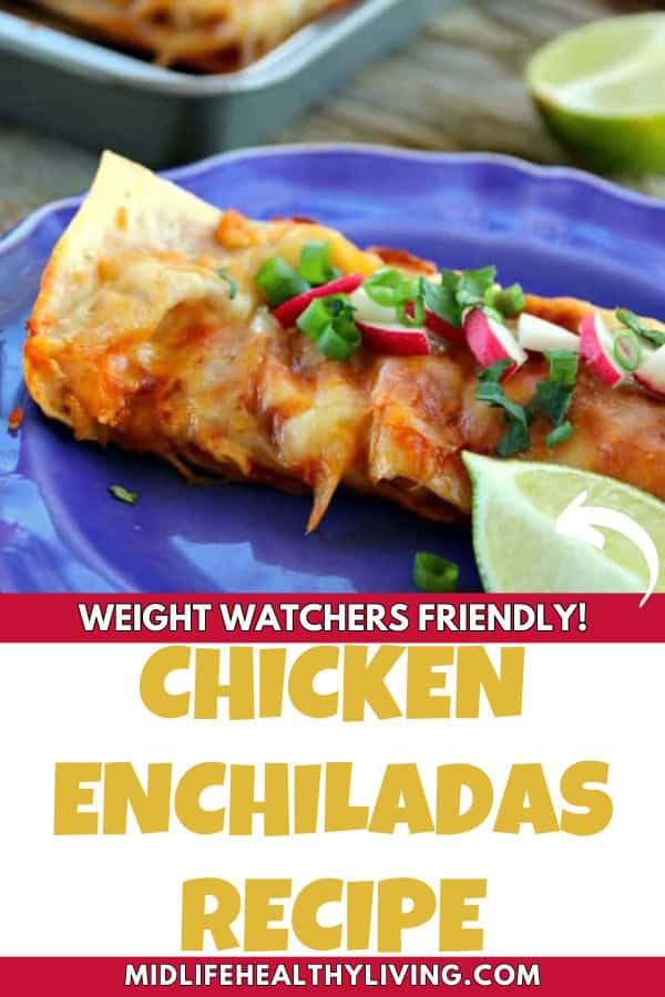 Pinterest image for chicken enchiladas recipe