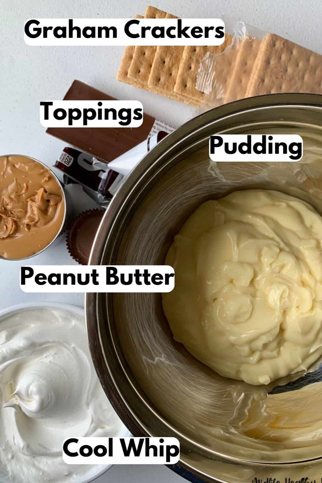 Ingredients needed for peanut butter parfait