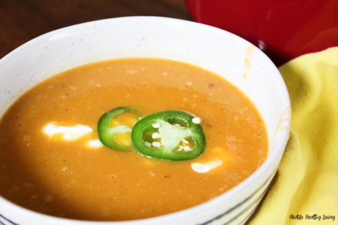 A look into the bowl of finished soup. 