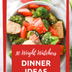 Pin showing delicious weight watchers dinner ideas with title at the bottom.
