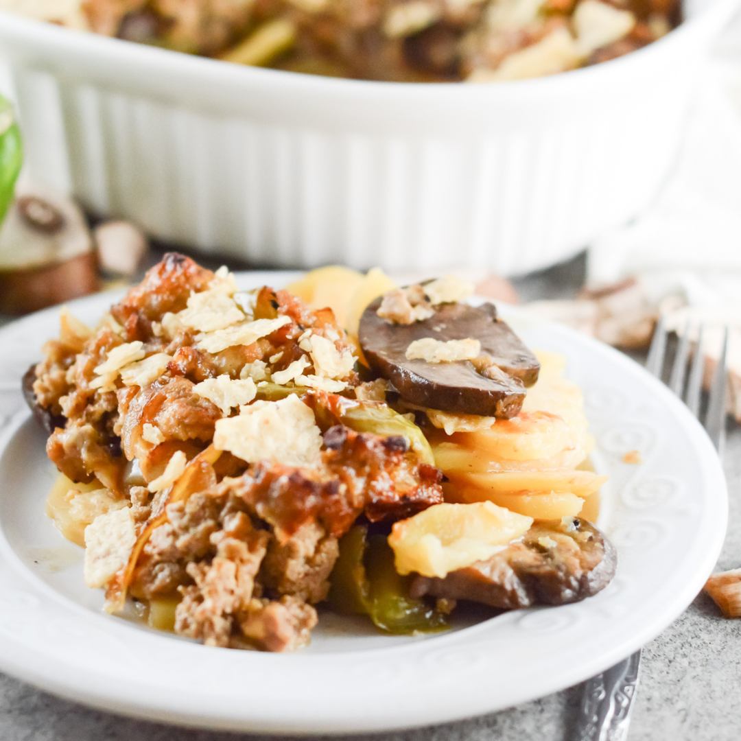 featured image for weight watchers dinner recipes showing cheeseburger casserole.