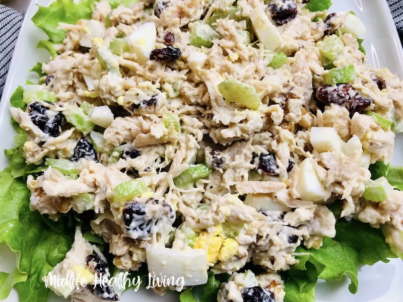A close up of the finished weight watchers chicken salad.