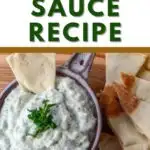 Pinterest image for homemade tzatziki sauce recipe