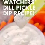 Pin showing the finished weight watchers dill dip with title in the corner.