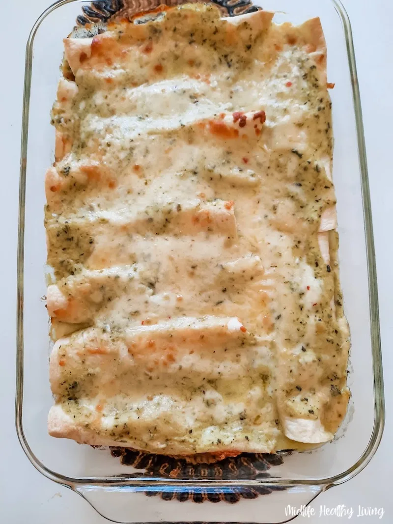 Fresh from the oven the weight watchers turkey enchiladas ready to be enjoyed. 