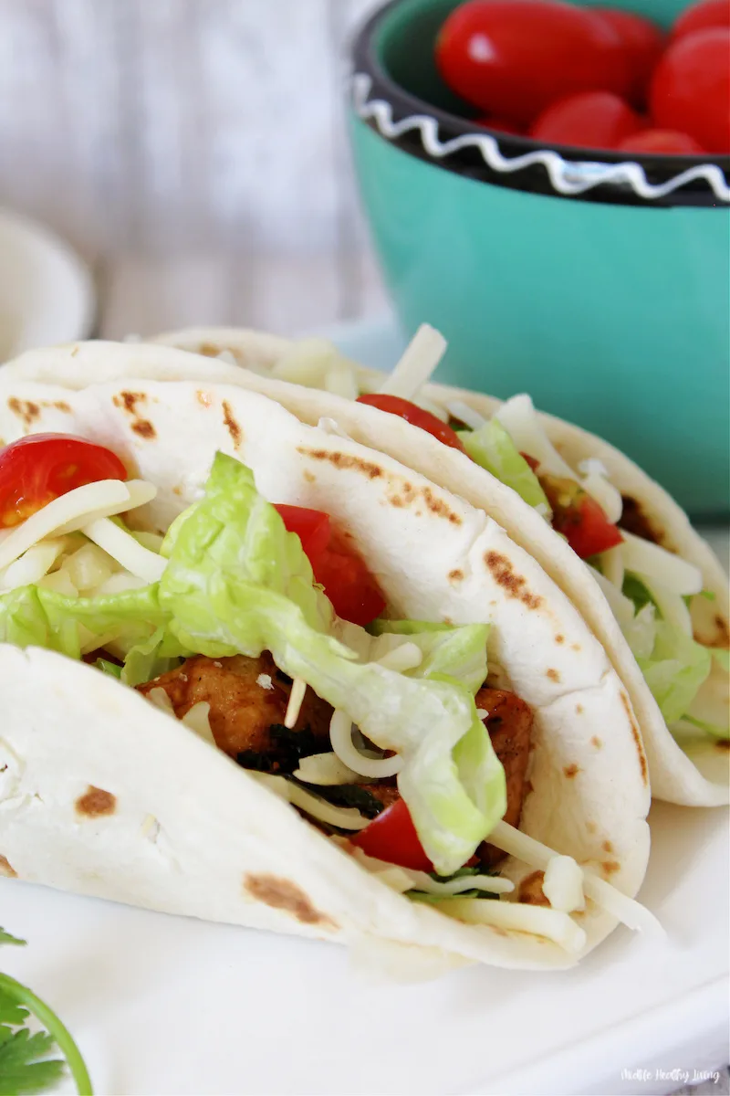 A look at the finished weight watchers chicken tacos ready to eat. 