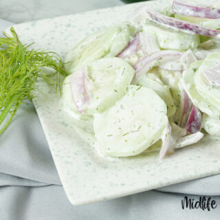 Image showing the finished weight watchers cucumber salad on a plate ready to eat.