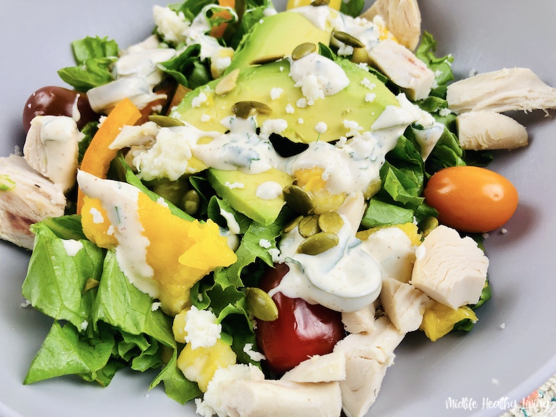 Close up of the finished weight watchers Southwest chicken salad ready to eat. 