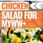 Featured image showing the pin and the title over top of an image of the finished southwest chicken salad for Weight Watchers.