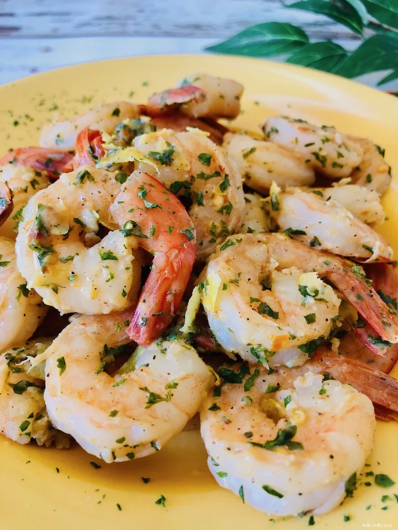 A look at the plate full of finished shrimp ready to eat. 