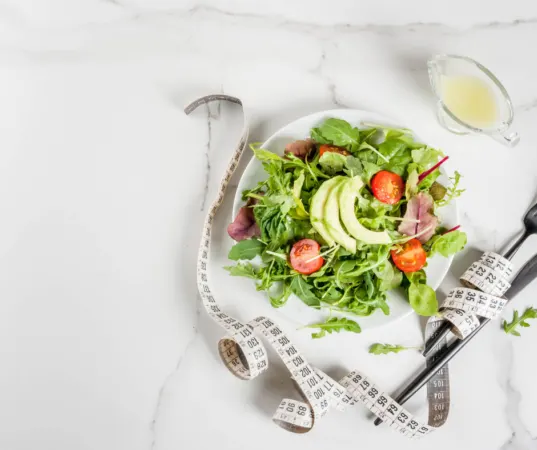 salad on a white table.