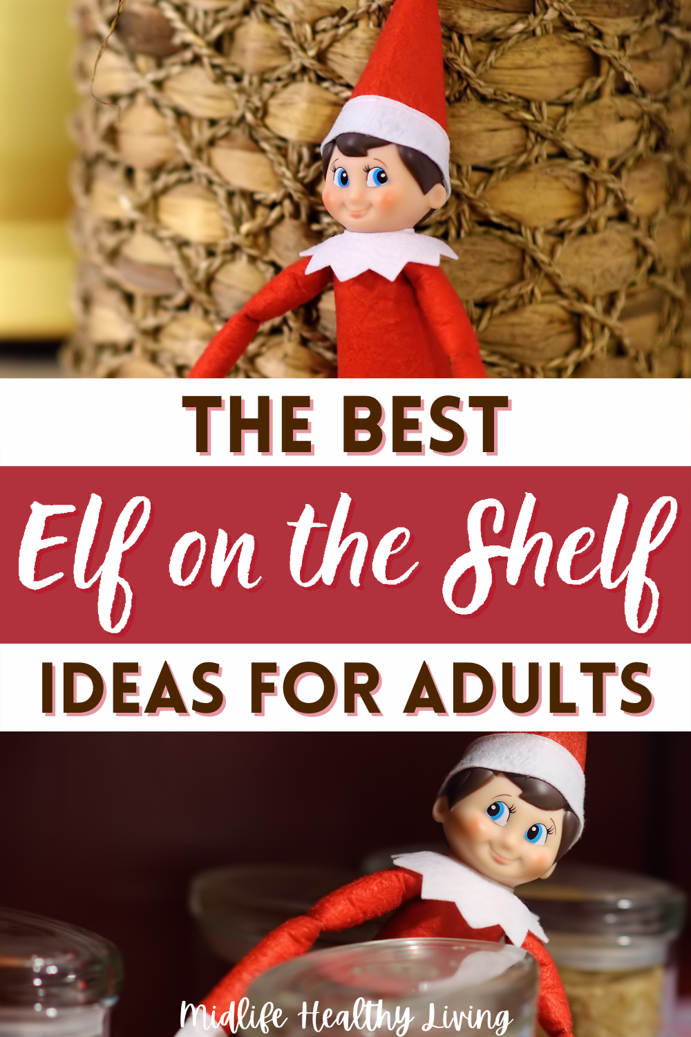 Pin showing the title The Best Elf on the Shelf Ideas for Adults