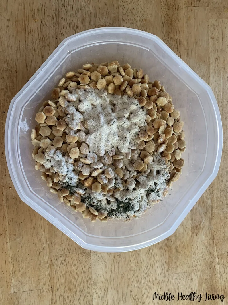 seasonings in the bowl to shake