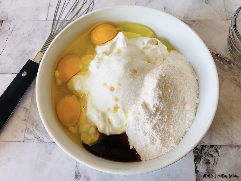 mixing up the ingredients for the weight watchers cheesecake recipe. 