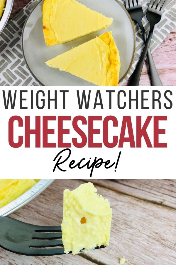 Pin showing the finished weight watchers cheesecake recipe ready to eat